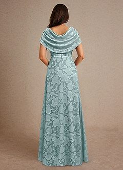 Azazie Branford Kleider für die Brautmutter A-Linie Plissee Blumen-Burnout Kleid Nebel image3