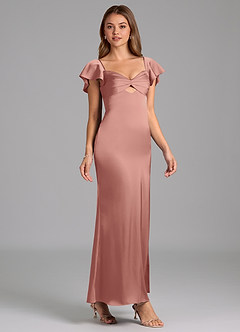 Azazie Demia Bridesmaid Dresses Rosette Sheath Sweetheart Neckline Stretch Satin Dress image4