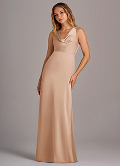 Azazie Wrenlee Bridesmaid Dresses English Rose A-Line Stretch Satin Dress image5