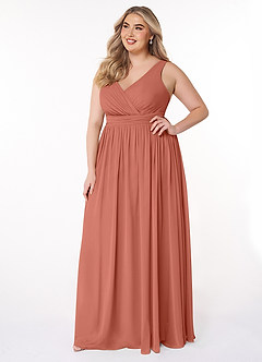 Azazie Kora Bridesmaid Dresses Clay A-Line Pleated Chiffon Dress image8