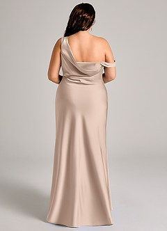 Azazie Madelyn Robes de demoiselle d'honneur Robe Sirène Convertible en Satin extensible Asymétrique Rose Anglais image15