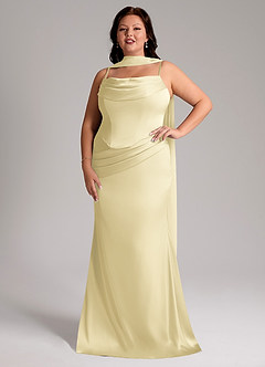 Azazie Sorrel Bridesmaid Dresses Lemon Sorbet Mermaid Strapless Stretch Satin Convertible Dress image7