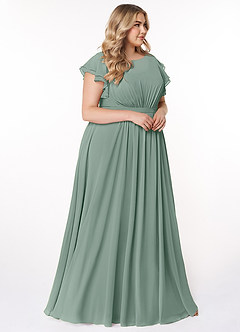Azazie Daphne Modest Bridesmaid Dresses A-Line Ruffled Chiffon Floor-Length Dress image9