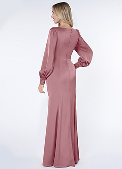 Azazie Raye Bridesmaid Dresses Vintage Mauve Mermaid Long Sleeve Stretch Satin Dress image4