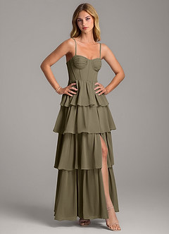 Azazie Alanna Bridesmaid Dresses Willow Green A-Line Sweetheart Neckline Chiffon Dress image5