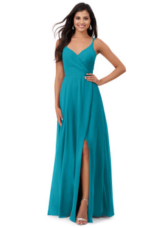 Azazie Lennon Bridesmaid Dresses Jade A-Line Lace Chiffon Dress image1
