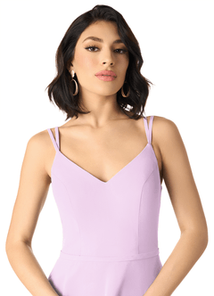Azazie Janine Jurken voor bruidsmeisjes Jurk van Chiffon met A-Lijn V-hals Frosted Lila image3