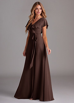 Azazie Lainey Abiti da Damigella Abito A-Line in Chiffon Con Tasche Ganache image5