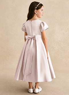 Azazie Princess Flower Girl Dresses Rose Petal A-Line Pleated Matte Satin Dress image2