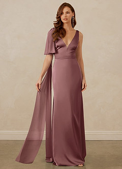 Christian Siriano Bridal for Azazie 1011 Bridesmaid Dresses Vintage Mauve Mermaid Bow Stretch Satin Dress image6