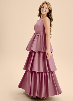 Azazie Meadowyn Junior Vintage Mauve A-Line Bow Stretch Satin Dress image5