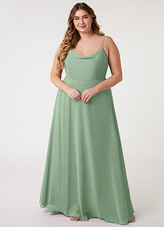 Azazie Daenerys Vestidos de damas de honor Vestido de Matcha de Gasa de Corte en A con Vaca image8