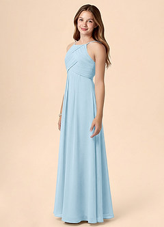 Azazie Ginny Junior A-Line Plisseret Chiffon Gulv-længde Junior brudepige Kjole image3