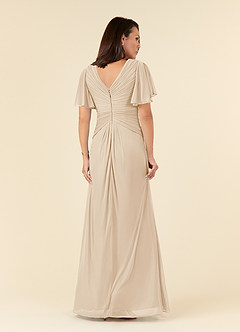 Azazie Emmeline Mère de la mariée Robes Robe Trapèze en Maille Col V plissé Champagne image2