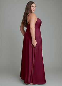 Azazie Sarella Brautjungfernkleider A-Linie Plissee Stretch-Satin Kleid Maulbeerrot image7