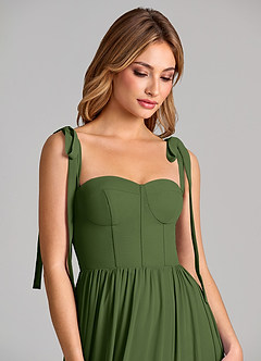 Azazie Anastacia Bridesmaid Dresses Olive A-Line Sweetheart Neckline Chiffon Dress image7