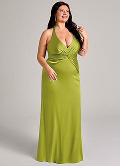 Azazie Valerie Suknie dla druhen Syrena Pofałdowany Satyna elastyczna Do ziemi Sukienka image10