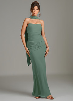 Azazie Whitley Bridesmaid Dresses Eucalyptus Mermaid Strapless Chiffon Dress image1
