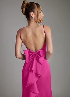 Azazie Zherra Bridesmaid Dresses Fuchsia Mermaid Bow Stretch Satin Dress image7