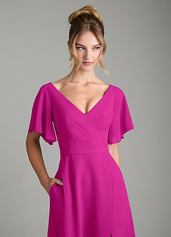 Azazie Ambrosia Bridesmaid Dresses Fuchsia A-Line Pleated Chiffon Dress image2