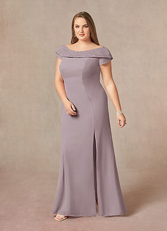 Azazie Cupid Mother of the Bride Dresses Dusk A-Line Boatneck Lace Chiffon Dress image8