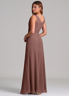Azazie Nerine Brudtärnklänningar Klä av A-Linje i Chiffong Plisserad Espresso image2