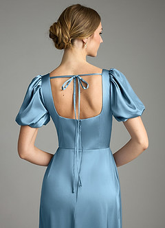 Azazie Fyona Suknie dla druhen Linia A Pofałdowany Satyna elastyczna Do ziemi Sukienka image8