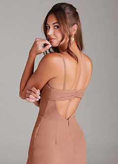 Azazie Leonis Bridesmaid Dresses Champagne Rose Sheath Strapless Chiffon Convertible Dress image4