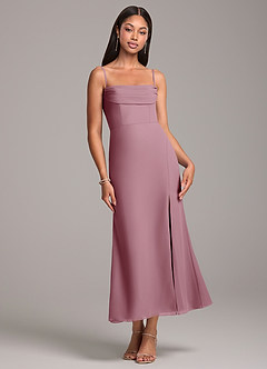 Azazie Saige Bridesmaid Dresses Vintage Mauve Sheath Off the Shoulder Chiffon Convertible Dress image7