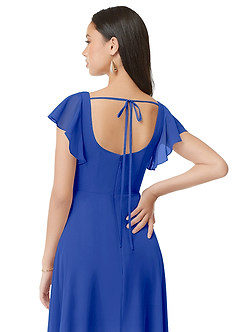 Azazie Bondi Bridesmaid Dresses Royal Blue A-Line Ruched Chiffon Dress image5