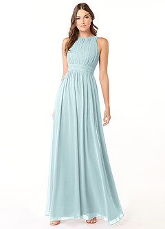 Azazie Luz Bridesmaid Dresses Mist A-Line Lace Chiffon Dress image4
