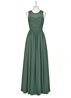 Azazie Nina Bridesmaid Dresses Sea Moss A-Line Pleated Chiffon Dress image6