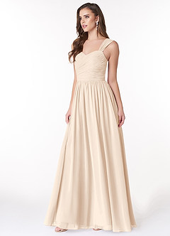 Azazie Zapheira Abiti da Damigella Abito A-Line in Chiffon Increspato Alabastro Bianco image3