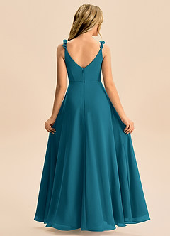 Azazie Elodie Junior A-Linie Chiffon Kleid Tintenblau image6