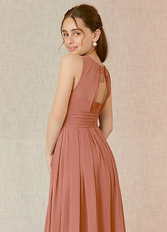 Azazie Bibiane Junior MAI TAI A-Line Pleated Chiffon Dress image15