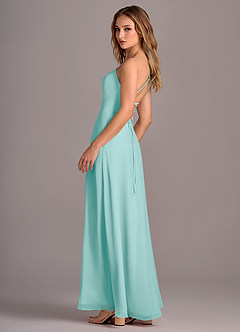Azazie Mei Robes de demoiselle d'honneur Robe Trapèze en Mousseline de soie Aqua image5