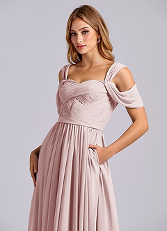 Azazie Koa Brudtärnklänningar Klä av A-Linje i Chiffong Av axeln Rodnande Rosa image7