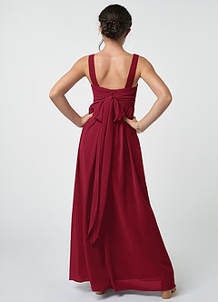 Azazie Kora Junior Burgundy A-Line Pleated Chiffon Dress image2