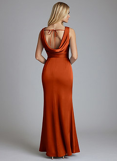 Azazie Tallie Final Sale Paprika Mermaid Pleated Stretch Satin Dress image6
