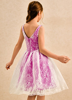 Azazie Cubbie Girls Formal Blumenmädchenkleider A-Linie Spitze Kleid Fuchsia image2