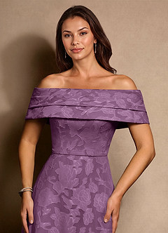 Azazie New Britain Mère de la mariée Robes Robe Trapèze en Blumen-Burnout Plissée Glycine image5