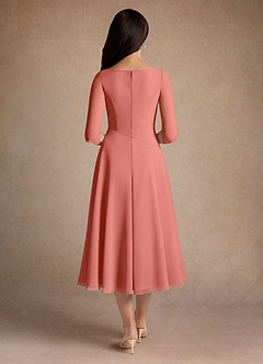 Azazie Durant Mother of the Bride Dresses Salmon Pink A-Line Pleated Chiffon Dress image3