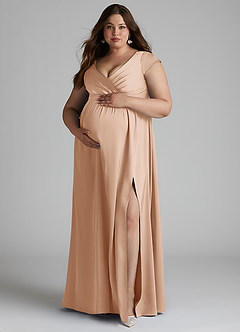 Azazie Allessia Brautjungfernkleider für Schwangere A-Linie Plissee Stretch-Satin Bodenlänge Kleid image11