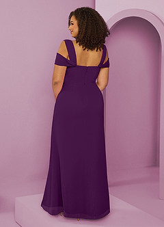 Barbie ♥ Azazie Brautjungfernkleider A-Linie Schulterfrei Chiffon Kleid Traube image8