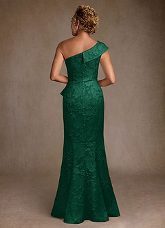 Azazie Hampton Mother of the Bride Dresses Emerald Mermaid One Shoulder Floral Burnout Dress image3