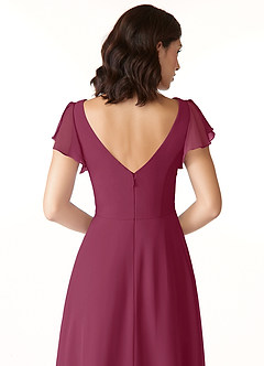 Azazie Omari Robes de demoiselle d'honneur Robe Trapèze en Mousseline de soie Mûre image6