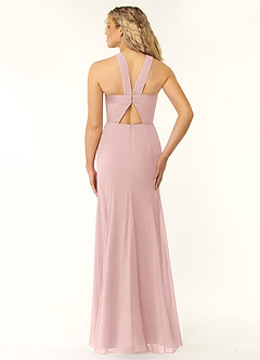 Azazie Rue Brautjungfernkleider A-Linie Halter Chiffon Kleid Puderrosa image2