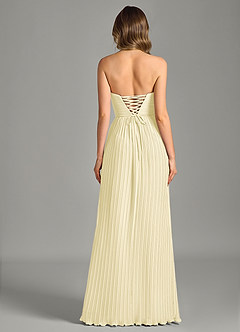 Azazie Becka Jurken voor bruidsmeisjes Jurk van Chiffon met A-Lijn Strapless Citroensorbet image2