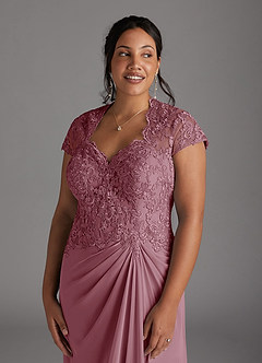 Azazie Junie Moeder van de bruid jurken A-Lijn Jurk van Chiffon Kant Vintage Mauve image10