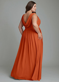 Azazie Novi Vestidos de damas de honor Vestido Naranja Quemada de Gasa de Línea A con Plisado image8
